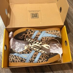 Gola Animal Print Sneakers with Light Blue Accents